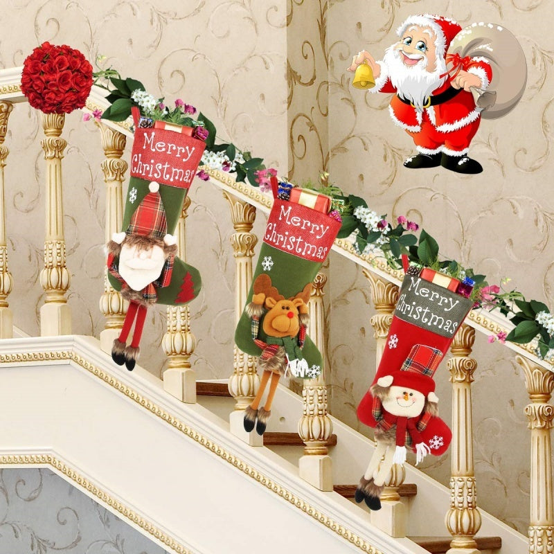 2024 New Year Xmas Big Stockings Set Decorations Christmas 3D Plush Big Sock Christmas Tree Pendant Decorating Supplies 2024 New Year Xmas Big Stockings Set Decorations Christmas 3D Plush Big Sock Christmas Tree Pendant Decorating Supplies